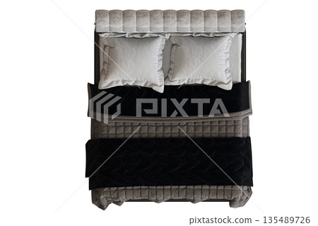bed isolate on a transparent background, interior furniture, 3D illustration, cg render bed isolate on a transparent background, interior furniture, 3D illustration, cg render 135489726
