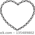 Scalloped Heart Outline Frame in Black and White 135489802