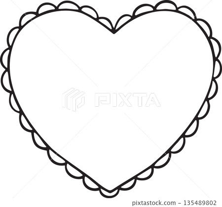 Scalloped Heart Outline Frame in Black and White Scalloped Heart Outline Frame in Black and White 135489802