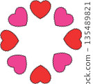 Lovely Red and Pink Heart Circle Frame 135489821