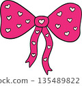Cute Pink Bow with Sweet Light Pink Heart Pattern 135489822