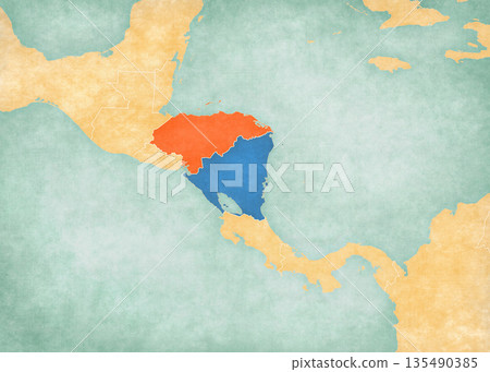 Map of Central America - Honduras and Nicaragua Map of Central America - Honduras and Nicaragua 135490385