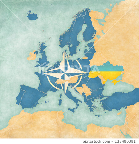 Map of Europe - NATO and Ukraine 135490391