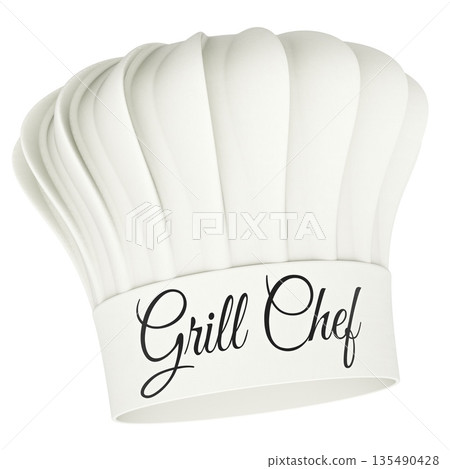 Grill Chef white chef hat. 3D rendering 135490428