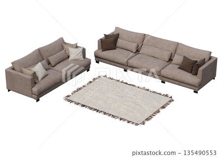 sofa isolate on a transparent background, interior furniture, 3D illustration, cg render 135490553