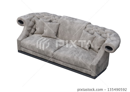 sofa isolate on a transparent background, interior furniture, 3D illustration, cg render sofa isolate on a transparent background, interior furniture, 3D illustration, cg render 135490592