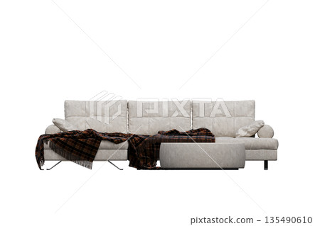 sofa isolate on a transparent background, interior furniture, 3D illustration, cg render 135490610