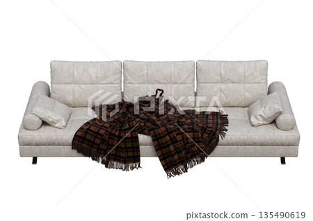 sofa isolate on a transparent background, interior furniture, 3D illustration, cg render 135490619
