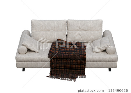 sofa isolate on a transparent background, interior furniture, 3D illustration, cg render 135490626