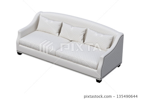 sofa isolate on a transparent background, interior furniture, 3D illustration, cg render 135490644