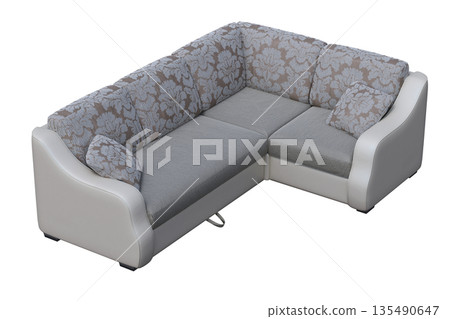 sofa isolate on a transparent background, interior furniture, 3D illustration, cg render 135490647
