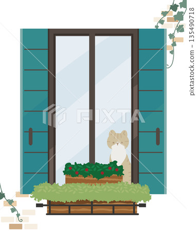 Illustration of a cat by the window Illustration of a cat by the window 135490718