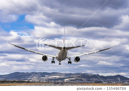 冬季大阪機場（伊丹機場）降落飛機，大阪府豐中市 135490789