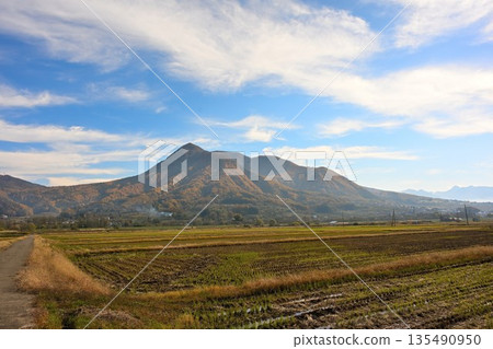 木島平村鄉村的紅葉風景（長野縣木島平村） 135490950
