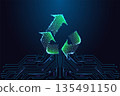 Upcycle Technology. Digital Recycling, Sustainable Innovation and Eco Tech Vector Illustration 135491150