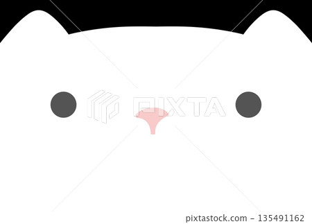 Illustration of a white cat with a big face Illustration of a white cat with a big face 135491162