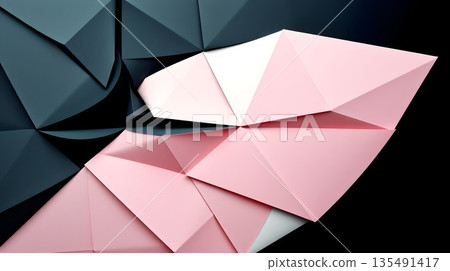 Geometric Origami Shapes in Pink, White, and Dark Blue Geometric Origami Shapes in Pink, White, and Dark Blue 135491417
