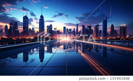 未來之城的黎明－一座由光指引的大都會 135491696