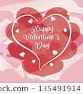 Happy Valentine Day Greeting with Hand Drawn Heart Outline. 135491914