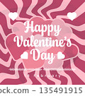 Happy Valentine Day Greeting Pink Sunburst Background. 135491915