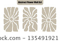 Abstract Scribble Foliage Wall Art Set with Hand Drawn Flower Silhouettes 135491921