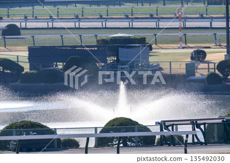 Scenery of the racecourse: Fountain in the inner racecourse, Kyoto City, Kyoto Prefecture Scenery of the racecourse: Fountain in the inner racecourse, Kyoto City, Kyoto Prefecture 135492030