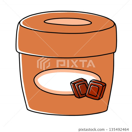 A simple and light chocolate spread in a cup, painted solid 135492464
