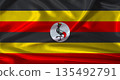 National flag of Uganda with cloth texture. Uganda flag with realistic texture background 135492791