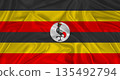 Ugandan flag with fabric texture. Realistic flag of Uganda waving, National flag 135492794