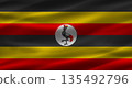 Ugandan flag with fabric texture. Realistic flag of Uganda waving 135492796