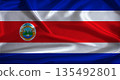 Costa Rica flag with cloth textured background. National flag of Costa Rica with realistic texture 135492801