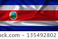 National flag of Costa Rica with cloth texture. Costa Rica flag with realistic texture background 135492802
