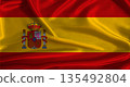 Spain flag with cloth textured background. National flag of Spain with realistic texture 135492804