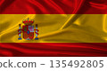 National flag of Spain with cloth texture. Spain flag with realistic texture background 135492805