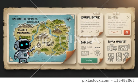 機器人探險家探索未知的商業領域 機器人探險家探索未知的商業領域 135492865