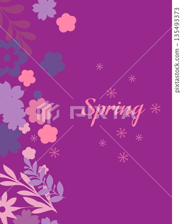 spring background with flowers, birds 135493373