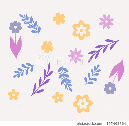 vector set of spring flowers on a black background vector set of spring flowers on a black background 135493864