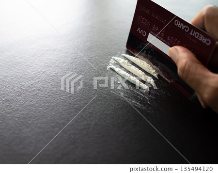 Cocain Drug Crack Pile Line Meth with Finger, Junkie Take Methamphetamine Narcotic White Powder Abuse Addict Cocain Drug Crack Pile Line Meth with Finger, Junkie Take Methamphetamine Narcotic White Powder Abuse Addict 135494120