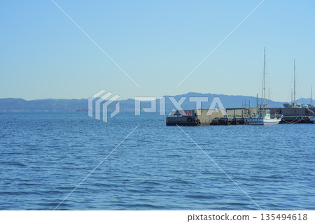 Winter scenery of Uraga, Yokosuka City, Kanagawa Prefecture, looking towards Tokyo Bay from Nishi-Uraga Winter scenery of Uraga, Yokosuka City, Kanagawa Prefecture, looking towards Tokyo Bay from Nishi-Uraga 135494618