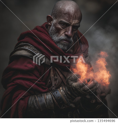 一位能操控火焰的黑暗奇幻魔法戰士 135494696