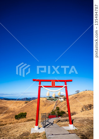 Mount Omuroyama climbing lift: Sengen Shrine and Mount Fuji from the summit [Ito City, Shizuoka Prefecture] 135494787