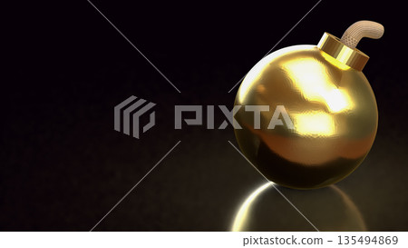 Golden Bomb Symbolizing Hidden Risk and Explosive Financial Crisis Concept 3d render. 135494869