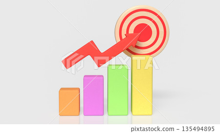 Business Growth Target Achievement Concept with Rising Chart and Arrow 3d render. 135494895