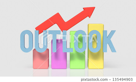 Positive Business Outlook Concept with Growth Chart and Upward Arrow 3d render. Positive Business Outlook Concept with Growth Chart and Upward Arrow 3d render. 135494903