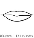 簡單的嘴唇線條畫 135494965