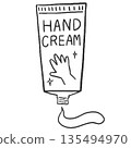管狀護手霜的線條畫，內容物溢出。 135494970