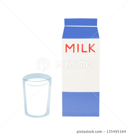 水彩風格的牛奶插圖,描繪了牛奶盒和一杯牛奶。 水彩風格的牛奶插圖,描繪了牛奶盒和一杯牛奶。 135495164