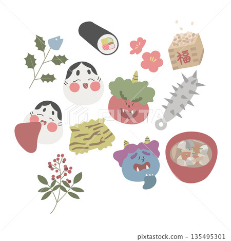 節分手繪插圖集 節分手繪插圖集 135495301