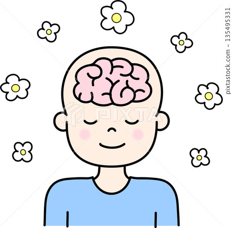 Illustration of a brain feeling comfortable 135495331