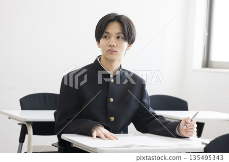 Male high school student studying 135495343